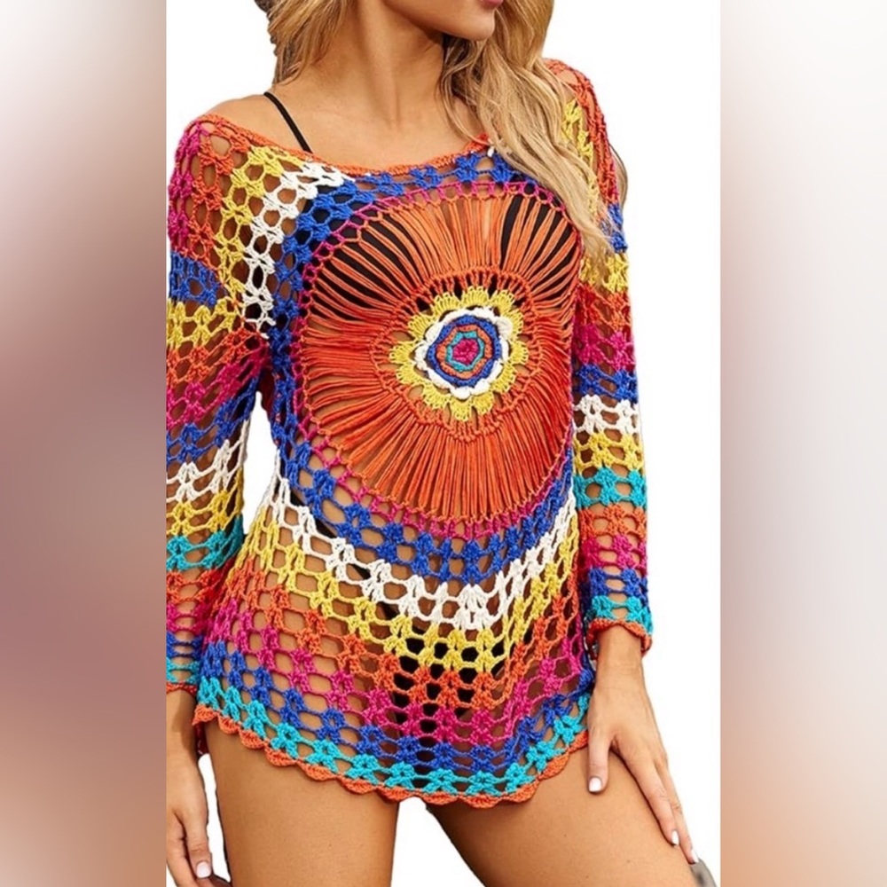Boho inspired crochet swim‎ cover